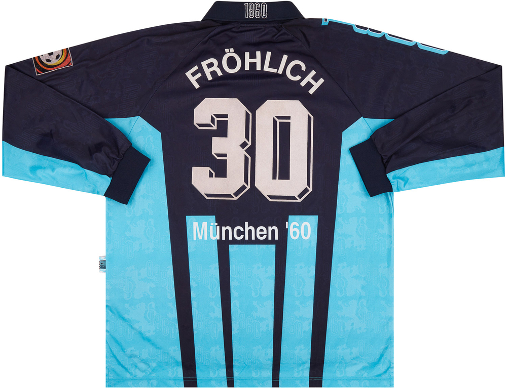 1996-97 1860 Munich Match Issue Away L/S Shirt Fröhlich #30-Match Worn Shirts 1860 Munich Match Issue