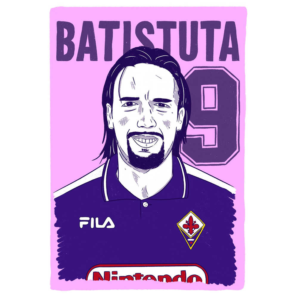 1998-99 Fiorentina Batistuta #9 Serie A Icons A3 Print/Poster