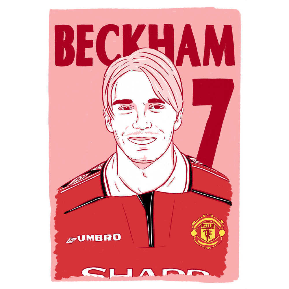 1998-00 Manchester United Beckham #7 Premier League Icons Poster/Print