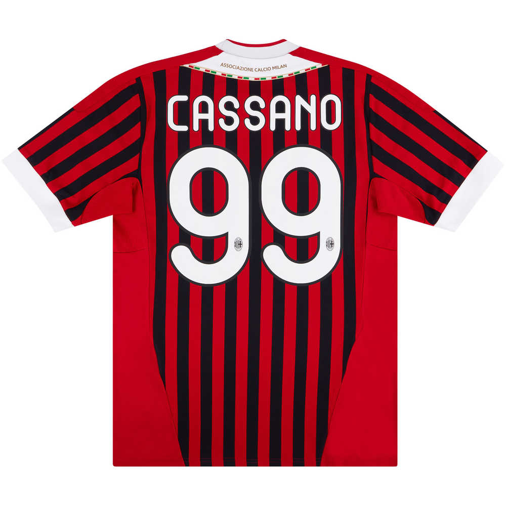 2011-12 AC Milan Home Shirt Cassano #99 (Excellent) M