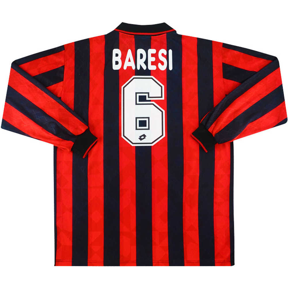 1995-96 AC Milan Home L/S Shirt Baresi #6 *w/Tags* L