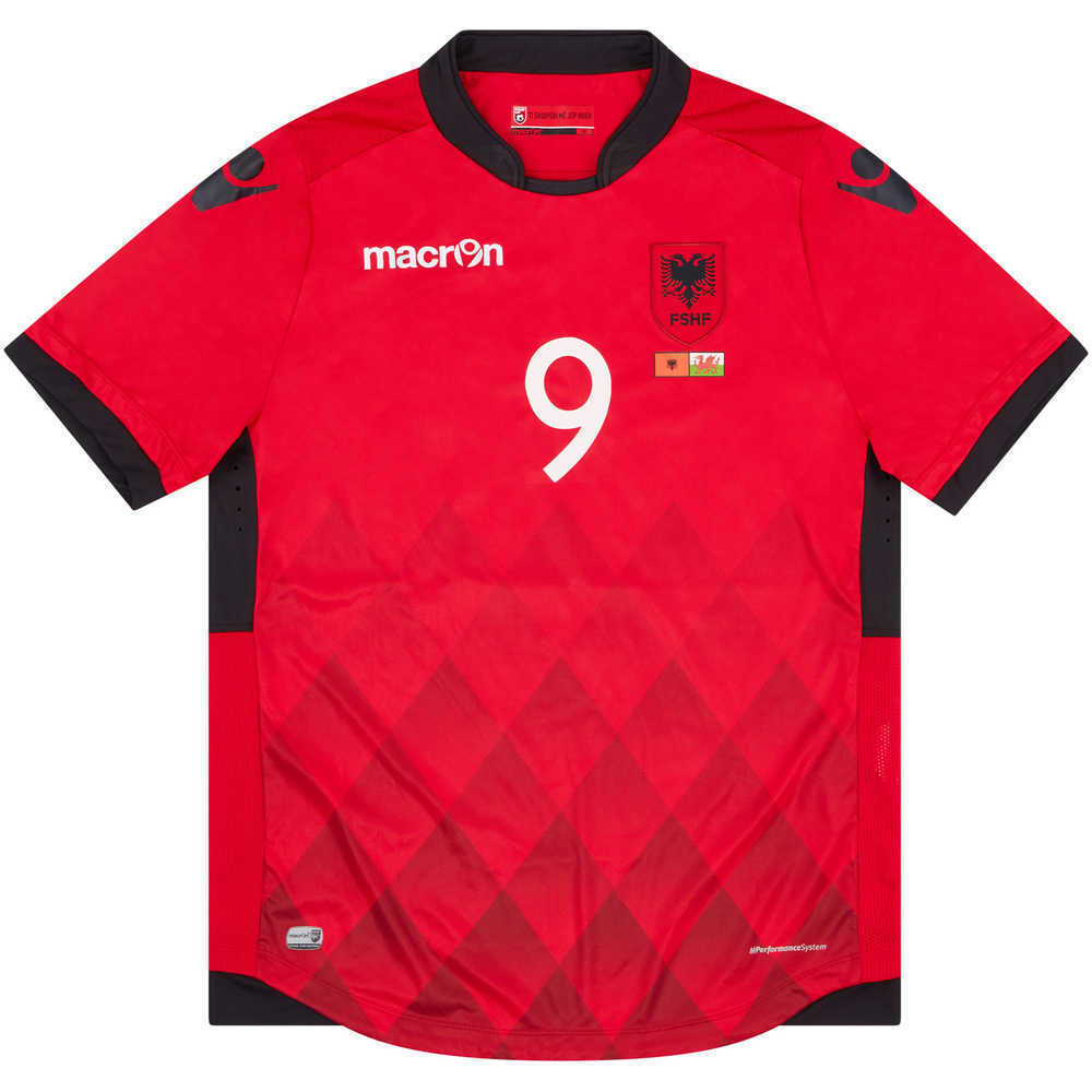 2018 Albania Match Worn Home Shirt Memushaj #9 (v Wales)