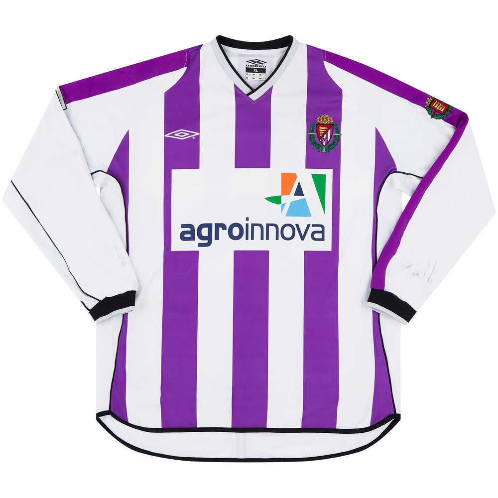 2002-03 Real Valladolid Match Worn Home L/S Shirt Óscar #11 (v Valencia)