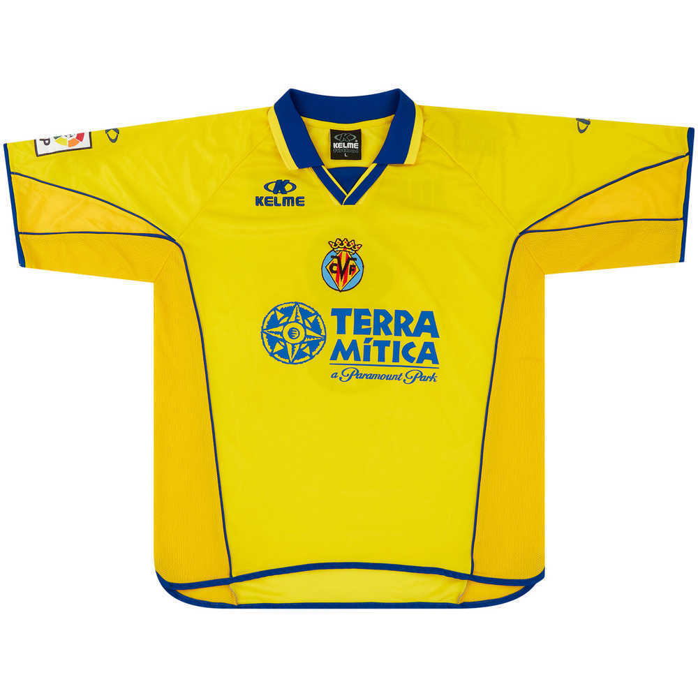 2002-03 Villarreal Match Worn Home Shirt Jorge Lopez #8 (v Valencia)