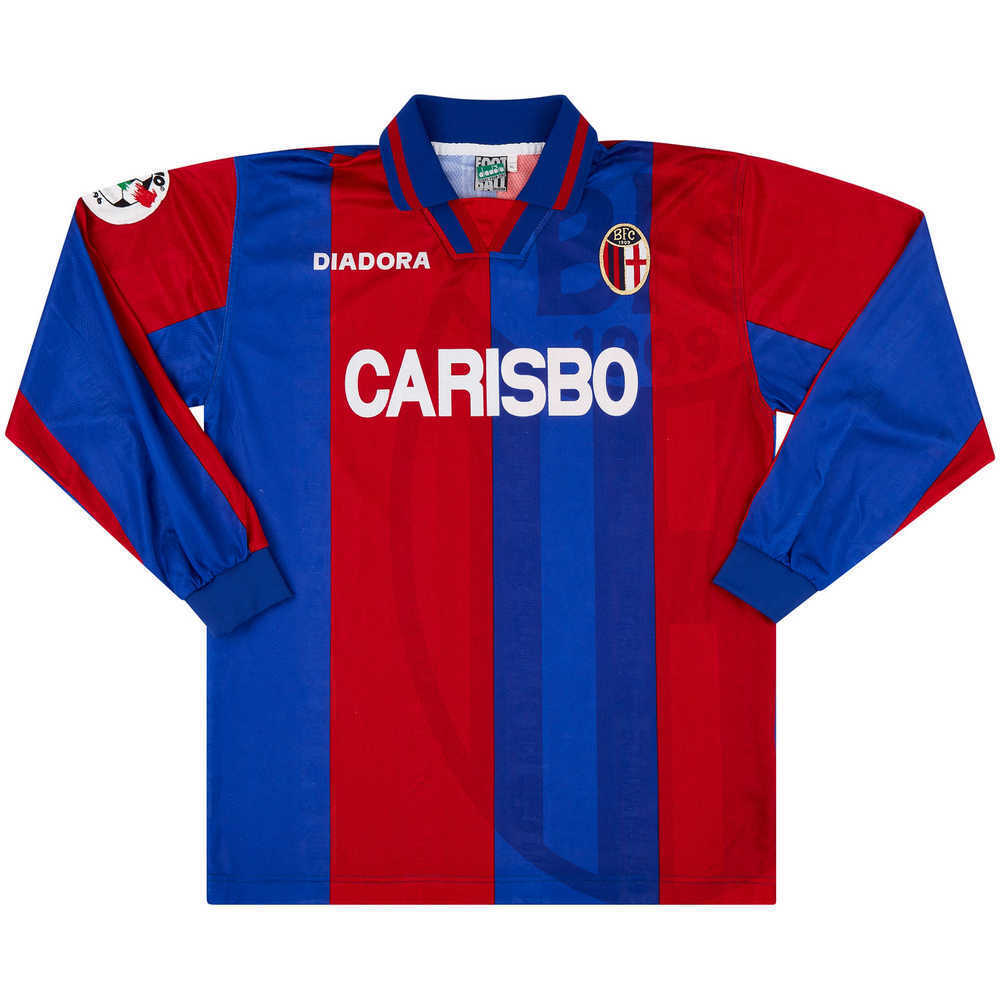 1996-97 Bologna Match Issue Home L/S Shirt Olivares #14 (v Roma) 