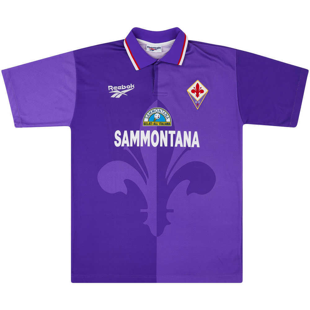 1995-96 Fiorentina Match Worn Home Shirt Piacentini #4 (v Roma)