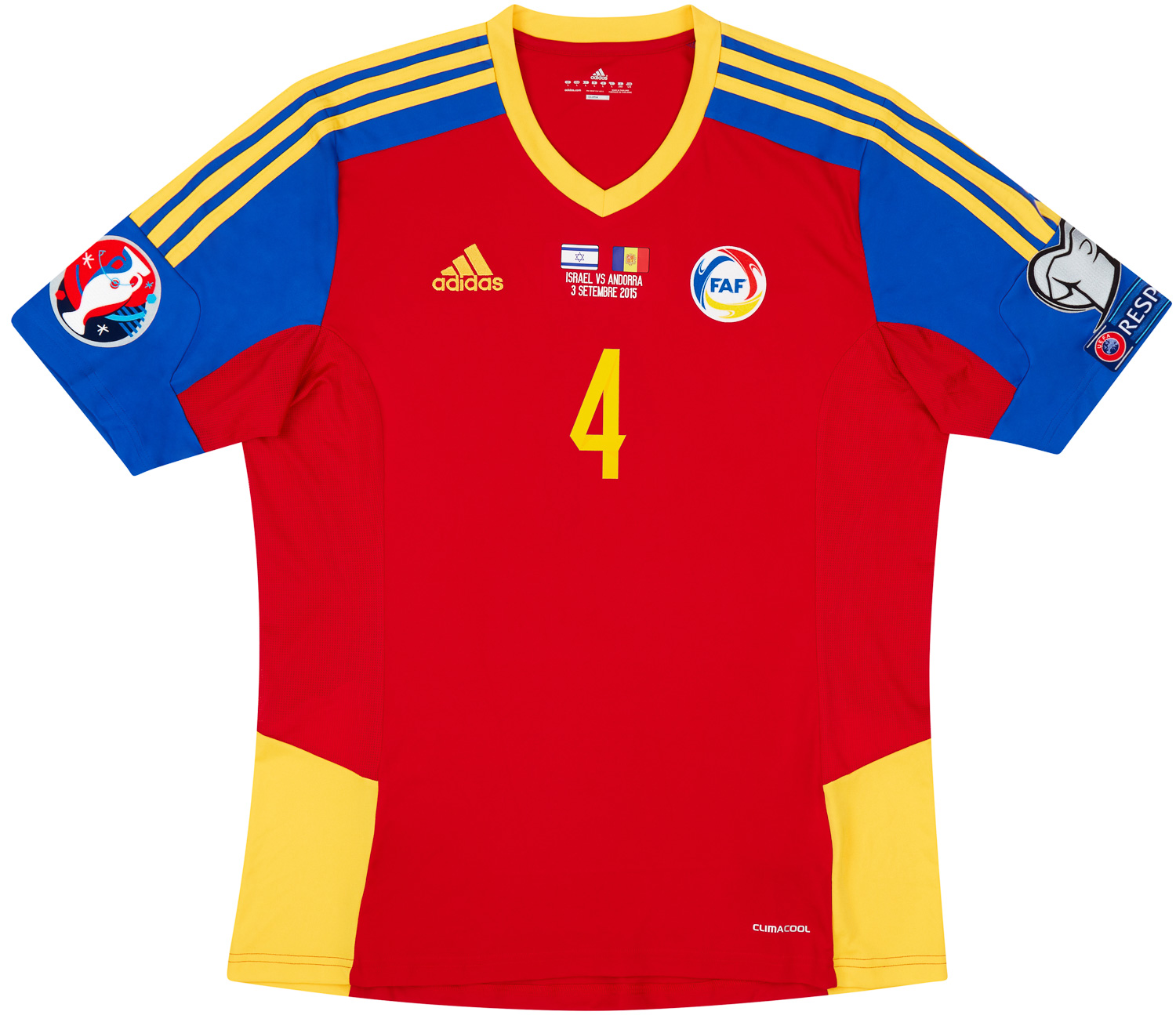 2015 Andorra Match Worn Home Shirt #4 (Sonejee) v Israel