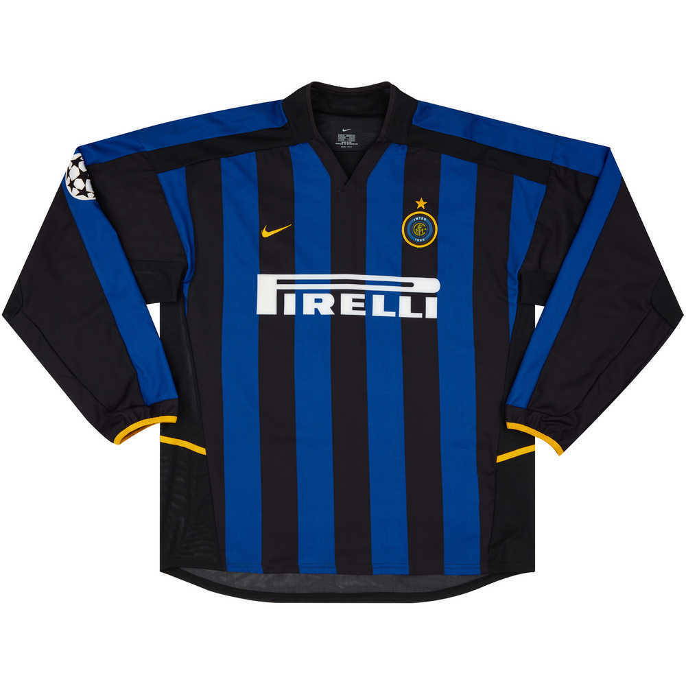 2002-03 Inter Milan Match Worn Champions League Home L/S Shirt Coco #77 (v Lyon)
