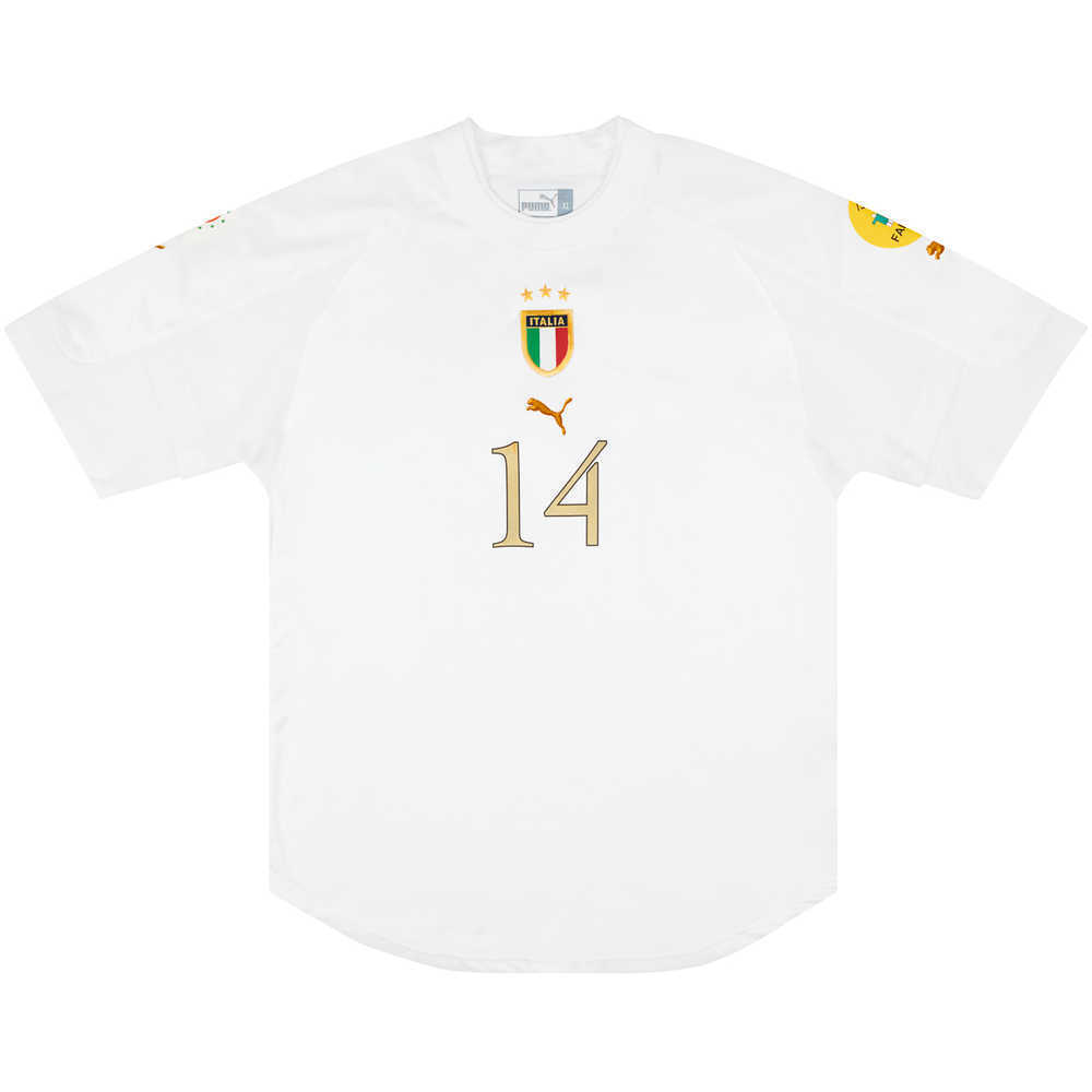 2004 Italy Match Worn European Championship Away Shirt Fiore #14 (v Denmark)