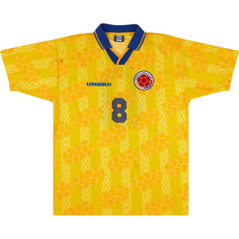 1996 Colombia Match Issue Home Shirt #8 (Lozano) v Scotland