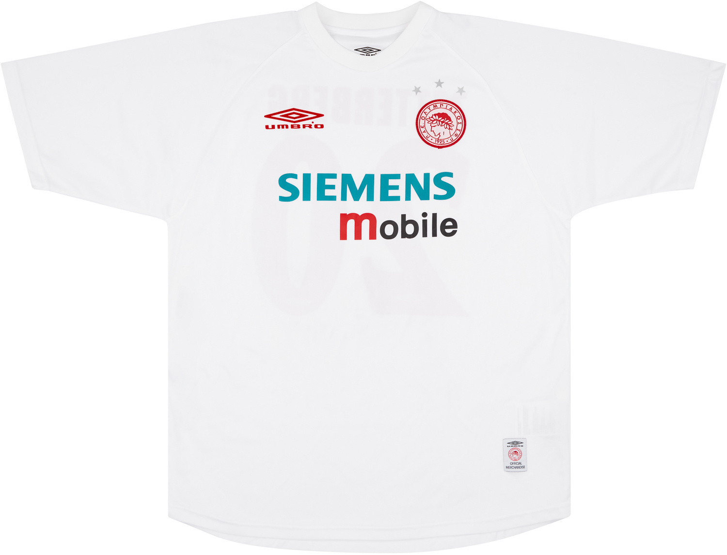2001-02 Olympiakos Match Issue Away Shirt Zetterberg #20