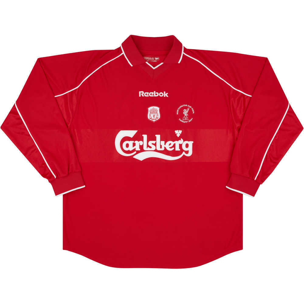 2000-01 Liverpool Match Issue Worthington Cup Final Home L/S Shirt Owen #10
