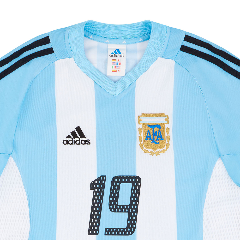 2002-04 Argentina Home Shirt Crespo #19 (Very Good) XL-Argentina Names & Numbers Korea/Japan 2002 Legends
