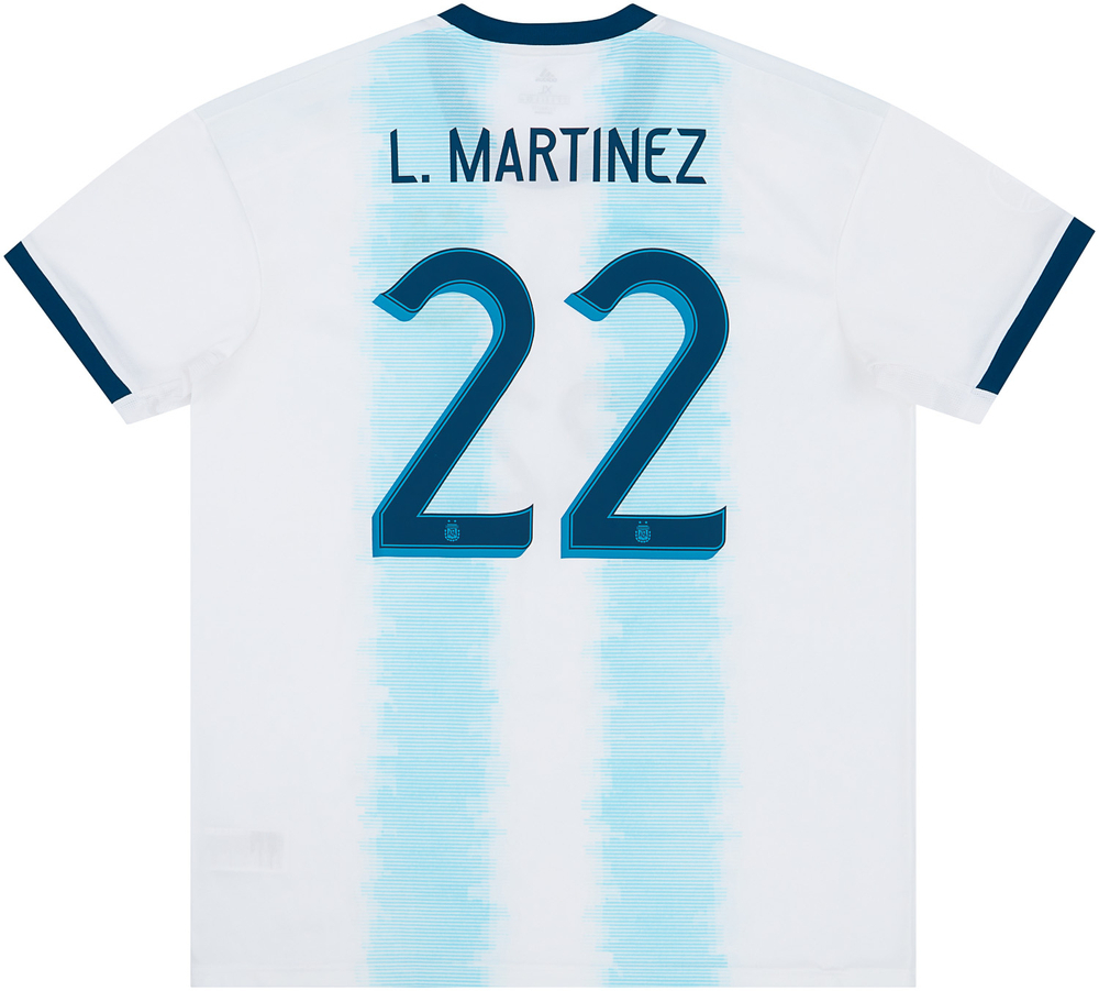 2019-20 Argentina Home Shirt L.Martinez #22 (Excellent) XL-Argentina Names & Numbers Current Stars
