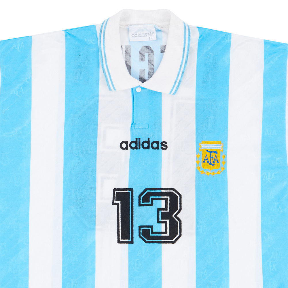 1995 Argentina Match Issue Confederations Cup Home Shirt Rotchen #13 (v Denmark)-Argentina Match Worn Shirts Certified Match Worn