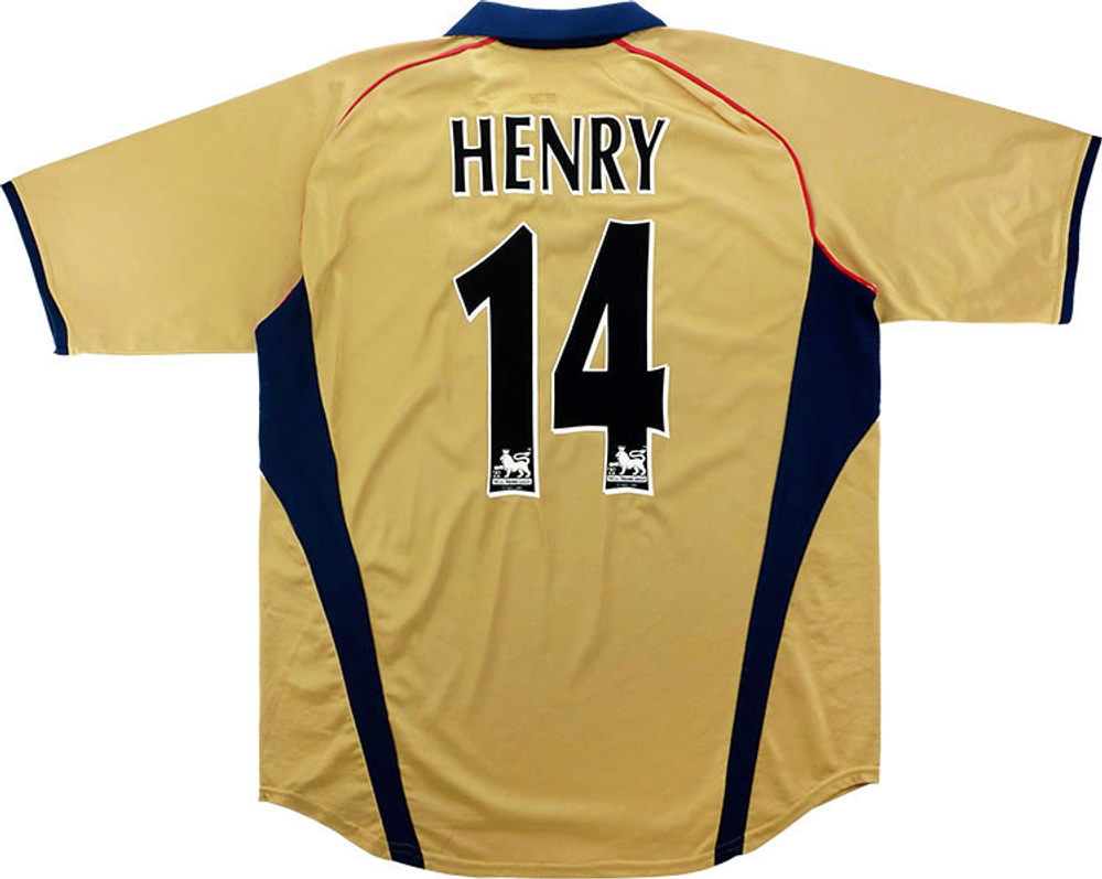 2001-02 Arsenal Away Shirt Henry #14 (Excellent) L-Arsenal Dennis Bergkamp Names & Numbers Legends