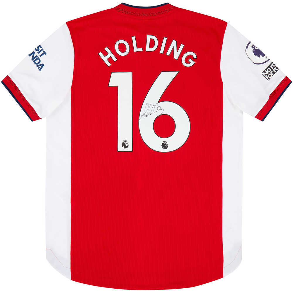 2020-21 Arsenal Match Worn Signed Home Shirt Holding #16