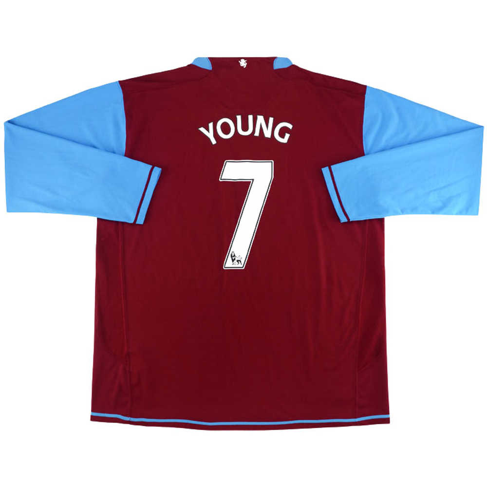 2007-08 Aston Villa Home L/S Shirt Young #7 (Excellent) XXL