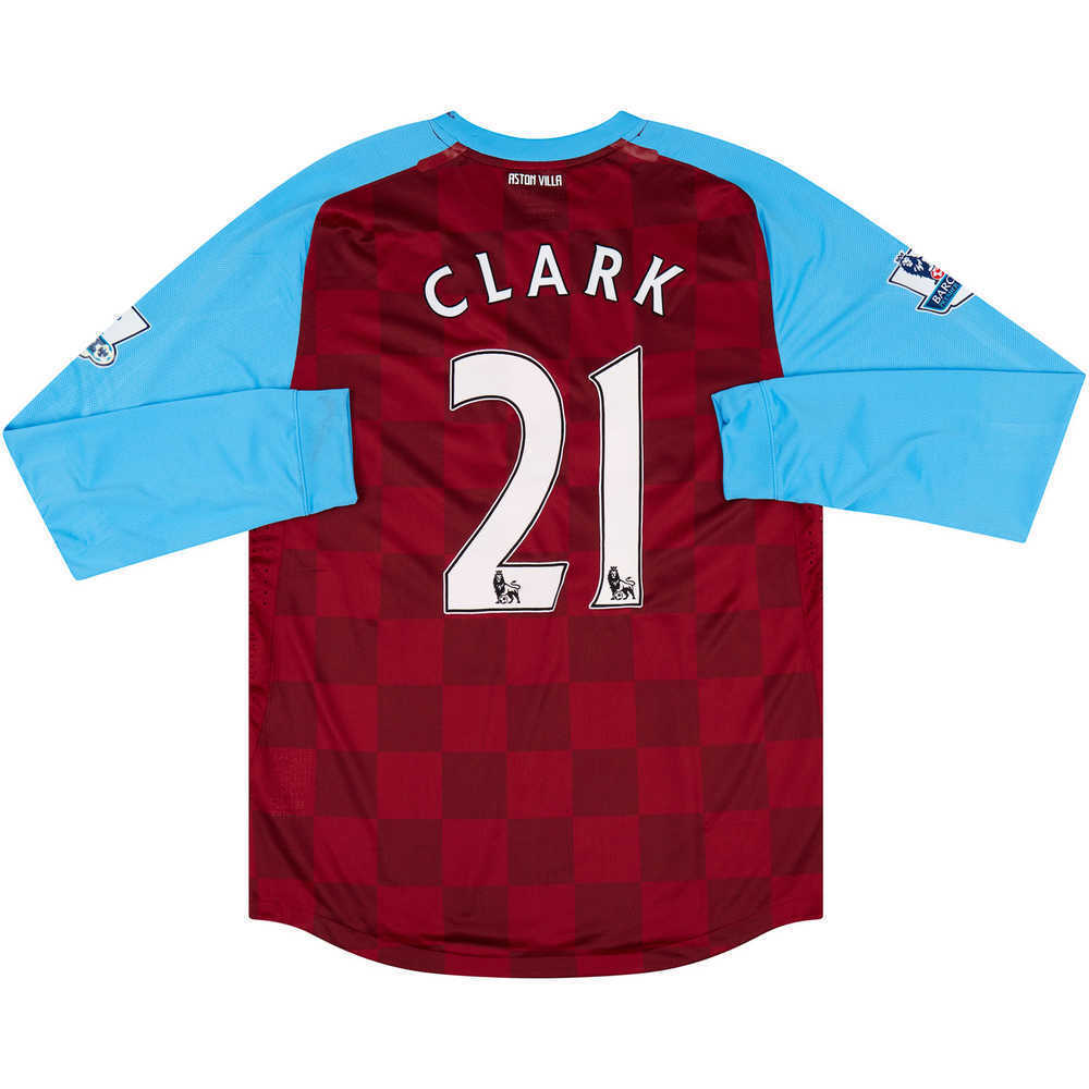 2011-12 Aston Villa Match Issue Home L/S Shirt Clark #21