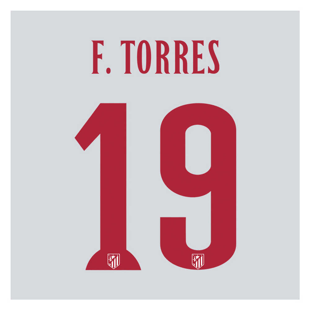 2014-15 Atlético Madrid Away F. Torres #19 Name Set