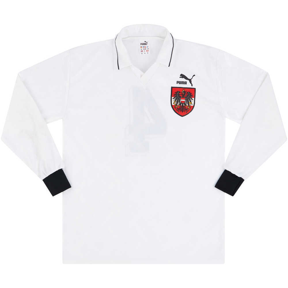 1992 Austria Match Worn Home L/S Shirt #4 (Flögel) v Wales