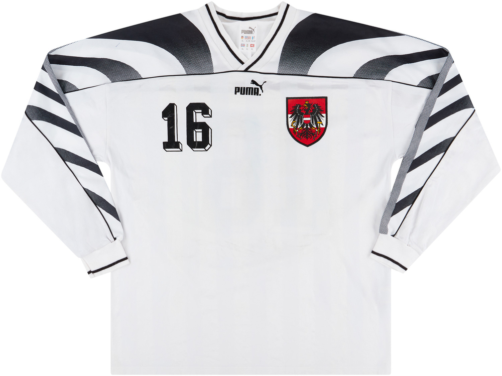 1995 Austria Match Issue Home L/S Shirt #16-Other European Austria Certified Match Worn