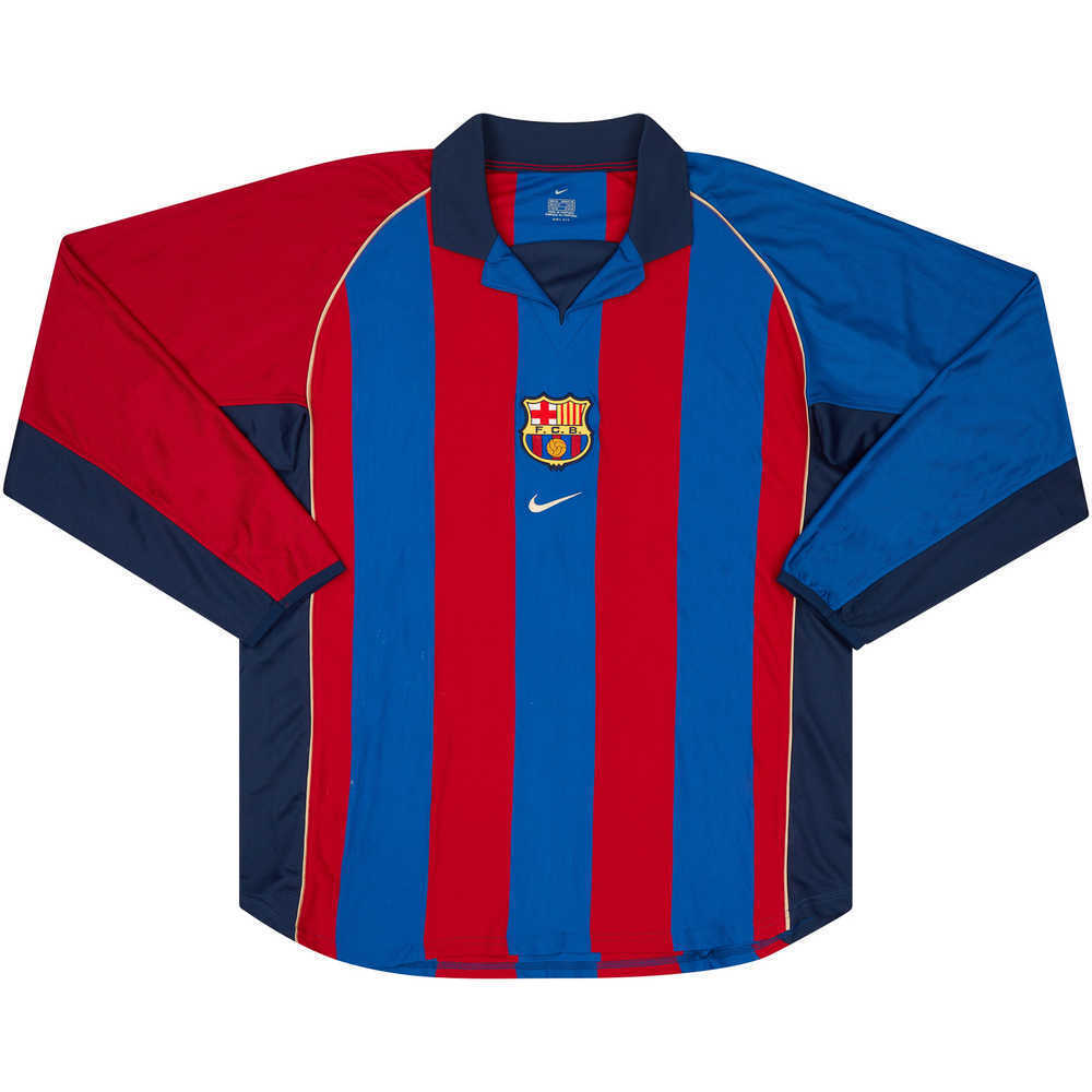 2001-02 Barcelona Match Issue Home L/S Shirt #22