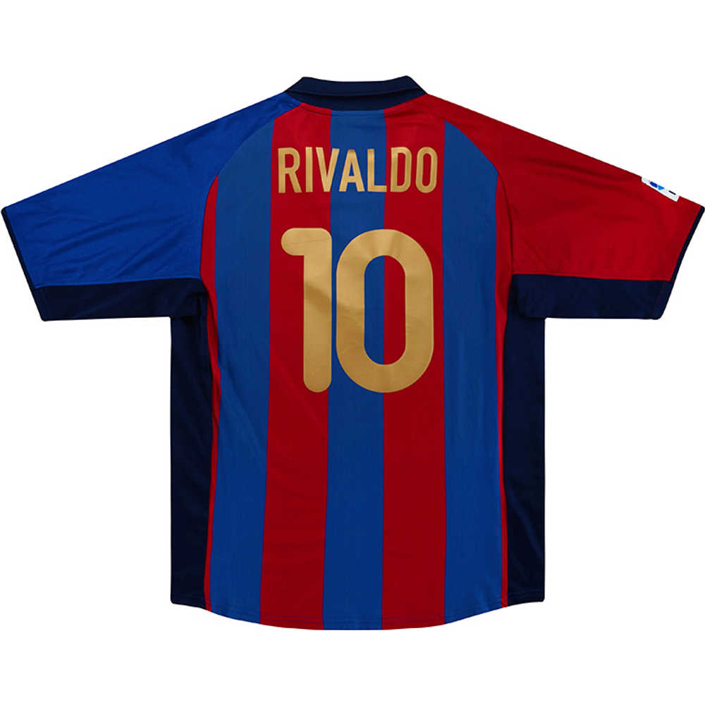 2001-02 Barcelona Home Shirt Rivaldo #10 (Very Good) M