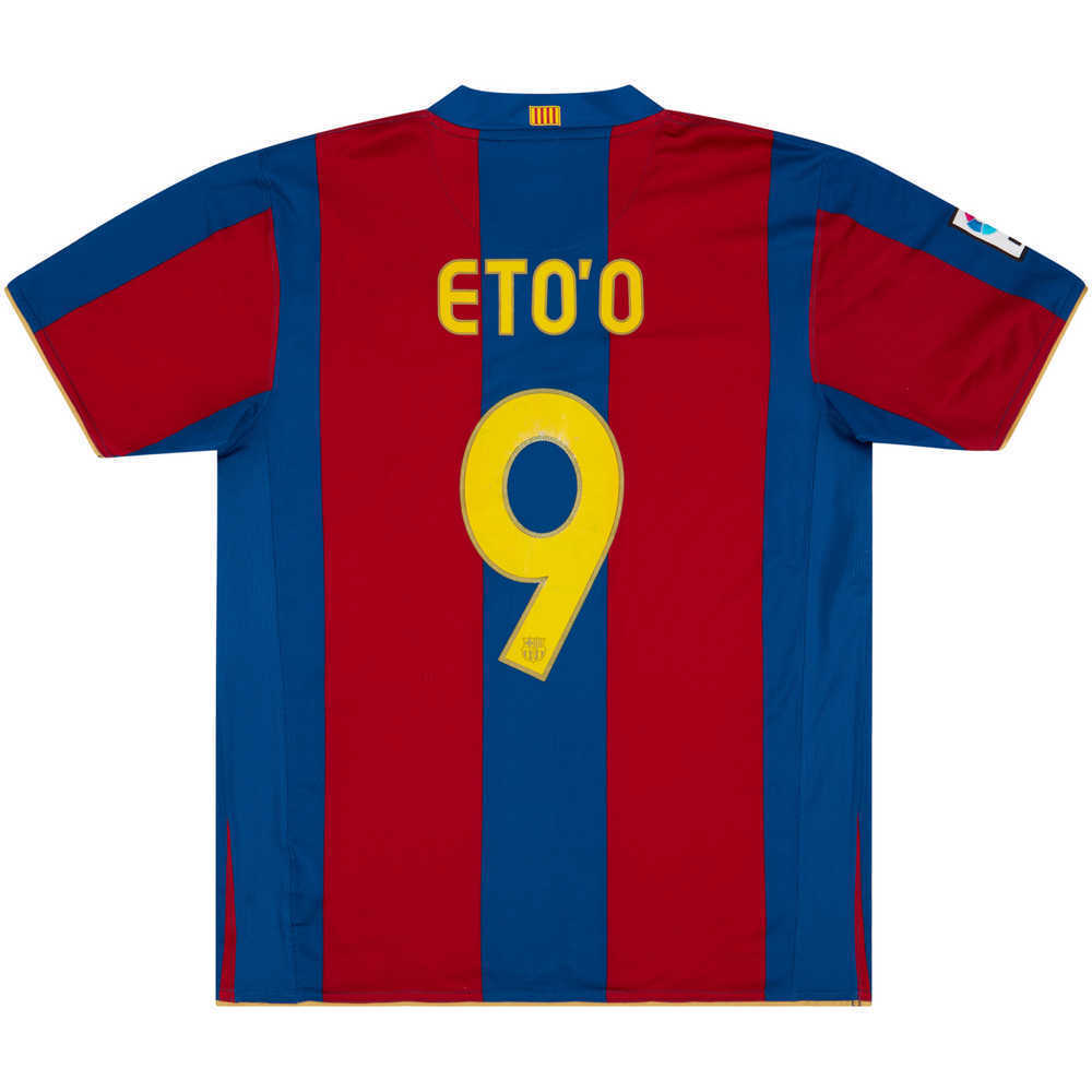2007-08 Barcelona Home Shirt Eto'o #9 (Very Good) L