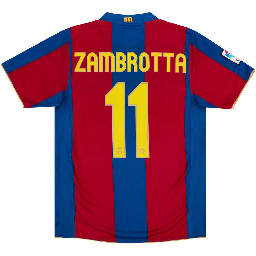 2007-08 Barcelona Home Shirt Zambrotta #11 (Very Good) L