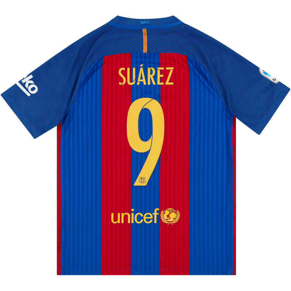 2016-17 Barcelona Home Shirt Suárez #9 (Excellent) S