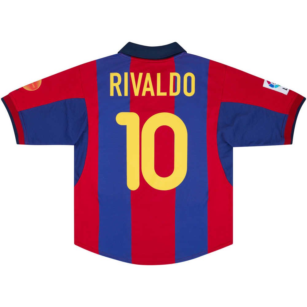 2000-01 Barcelona Home Shirt Rivaldo #10 (Excellent) L