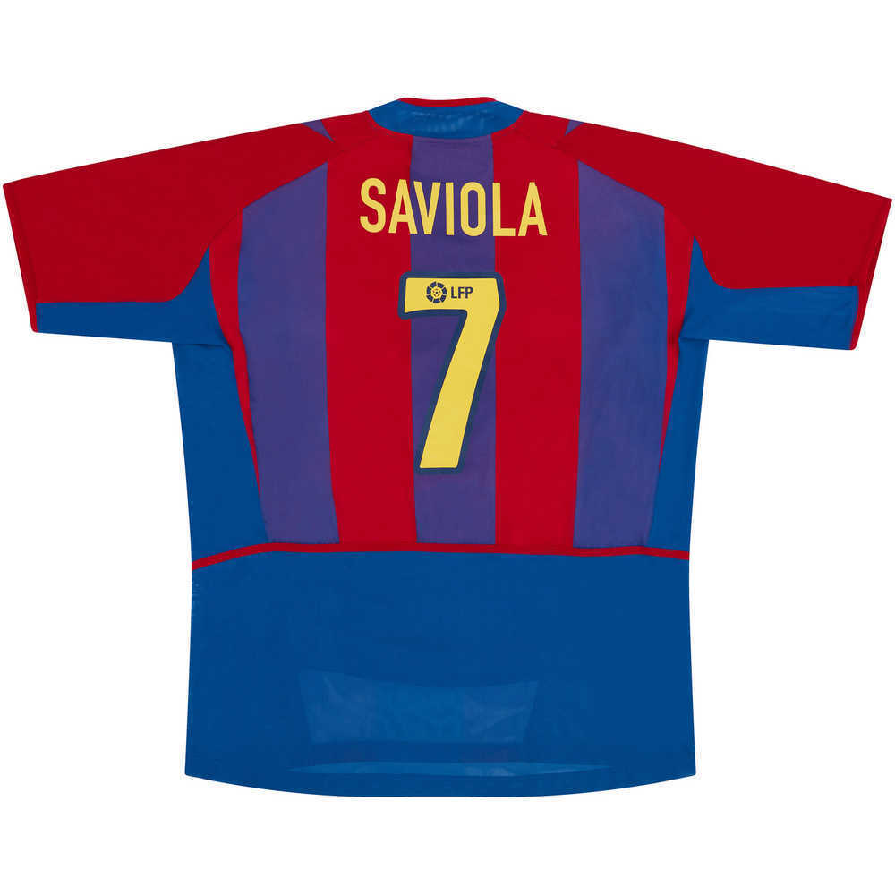 2002-03 Barcelona Player Issue Authentic Home Shirt Saviola #7 (Very Good) XL