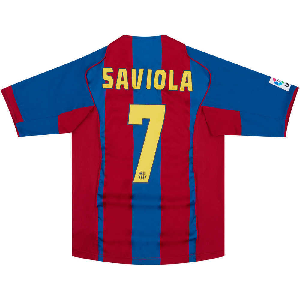 2004-05 Barcelona Home Shirt Saviola #7 (Very Good) S