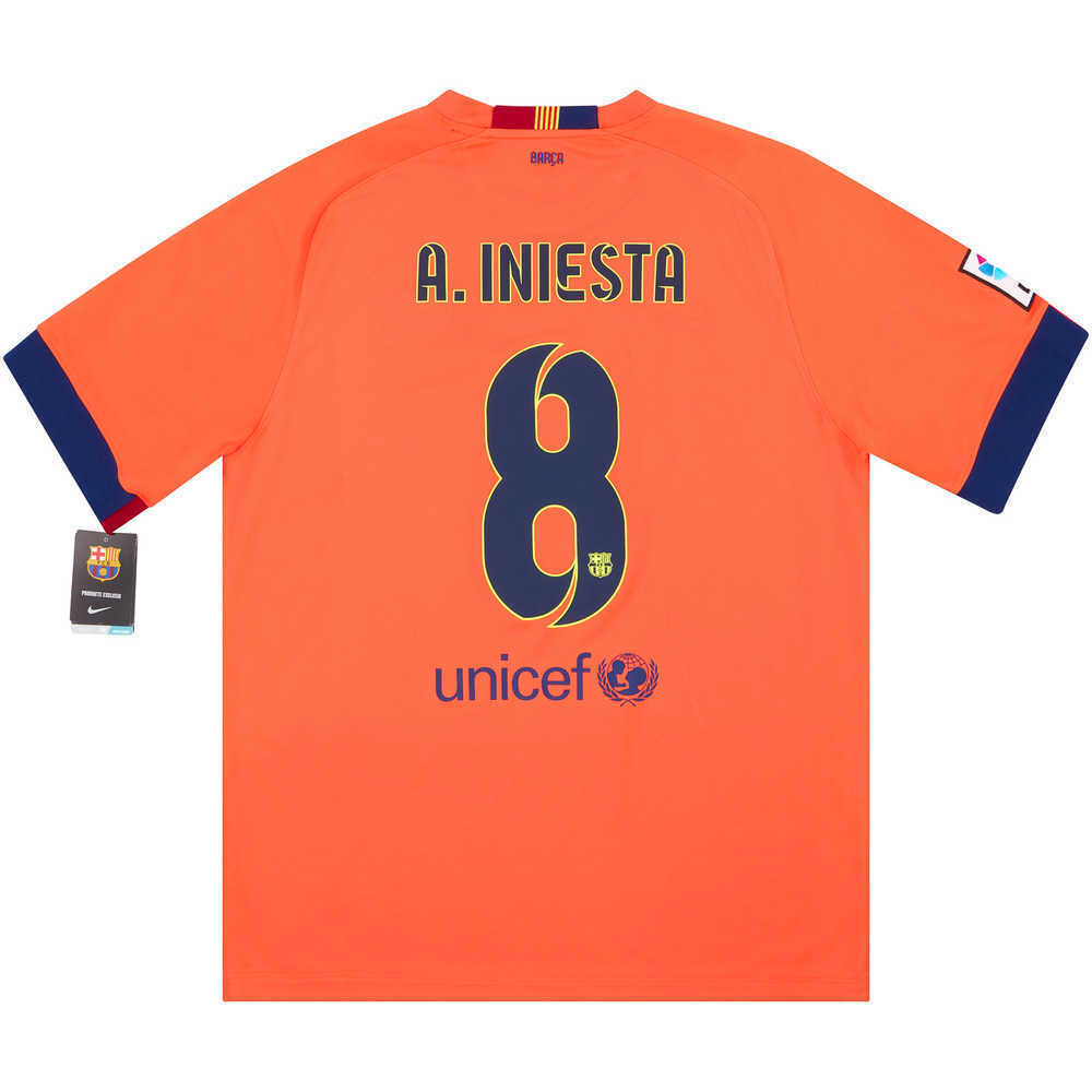 2014-15 Barcelona Away Shirt A.Iniesta #8 *w/Tags* XL