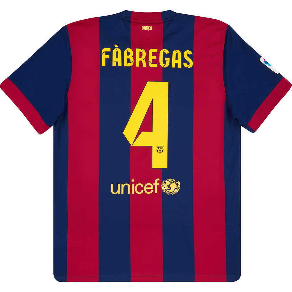 2014-15 Barcelona Home Shirt Fàbregas #4 (Excellent) L