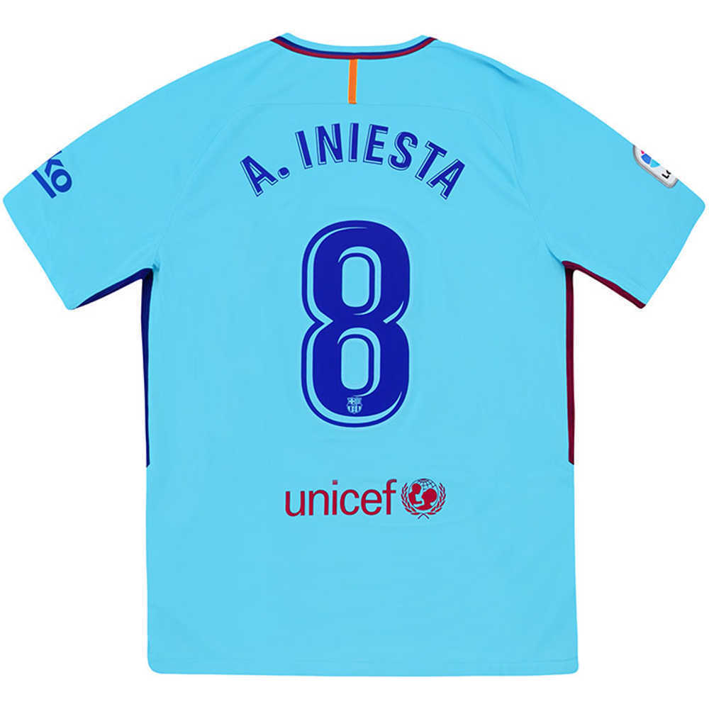 2017-18 Barcelona Away Shirt Iniesta #8 (Excellent) M