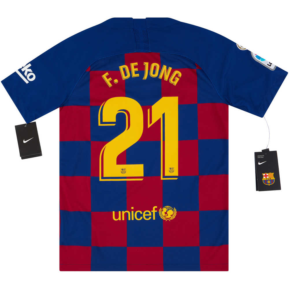 2019-20 Barcelona Home Shirt F. De Jong #21 *w/Tags* KIDS
