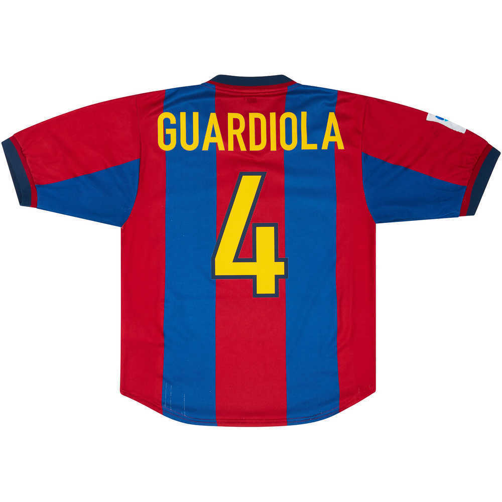 1998-00 Barcelona Home Shirt Guardiola #4 (Excellent) XL