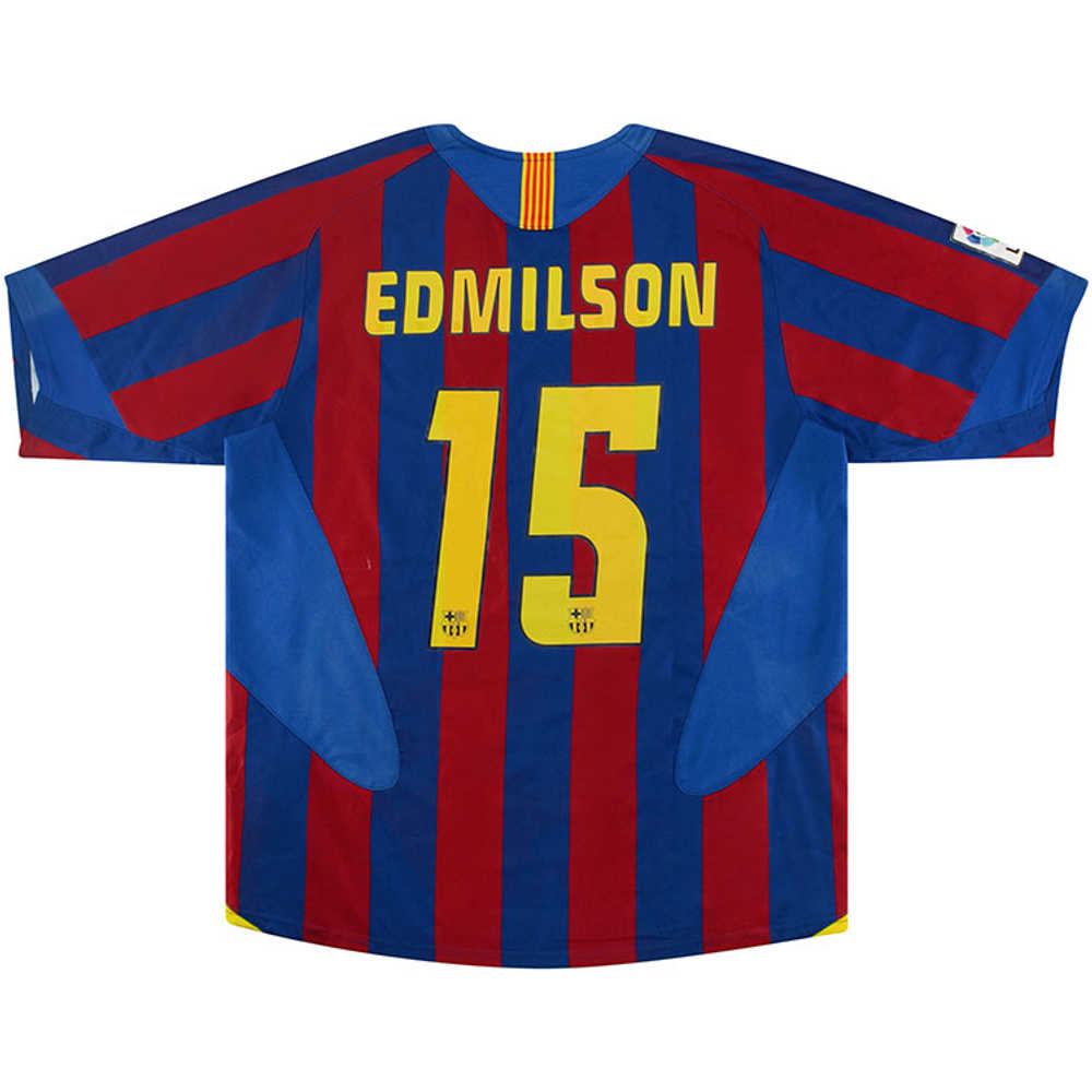 2005-06 Barcelona Home Shirt Edmilson #15 (Very Good) L