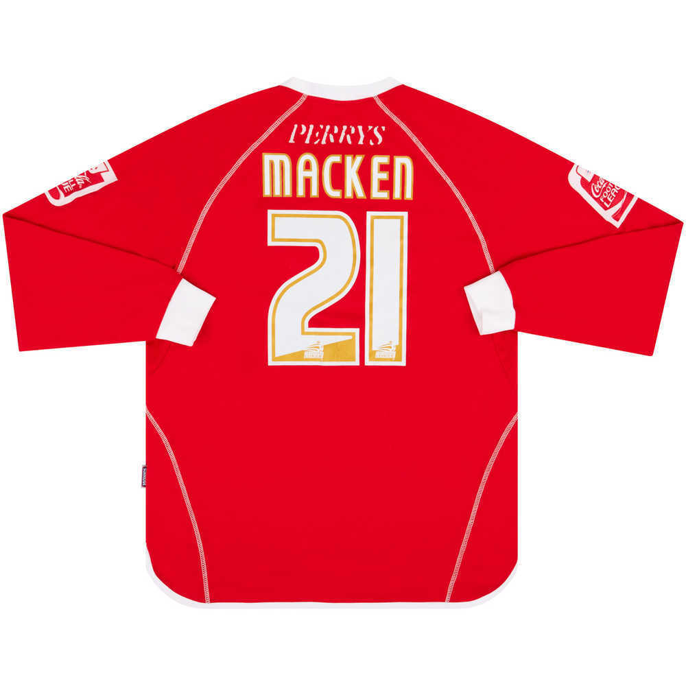2007-08 Barnsley Match Issue Home L/S Shirt Macken #21