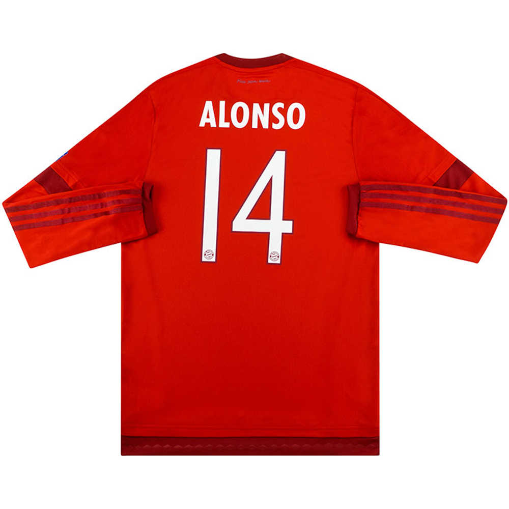 2015-16 Bayern Munich Adizero Player Issue Home L/S CL Shirt Alonso #14 *w/Tags*