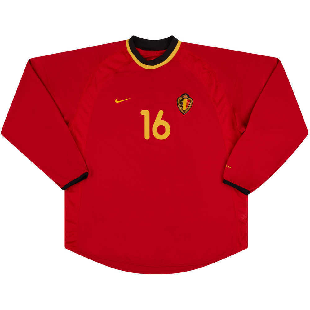2001 Belgium Match Issue Home L/S Shirt #16 (Peeters) v Scotland