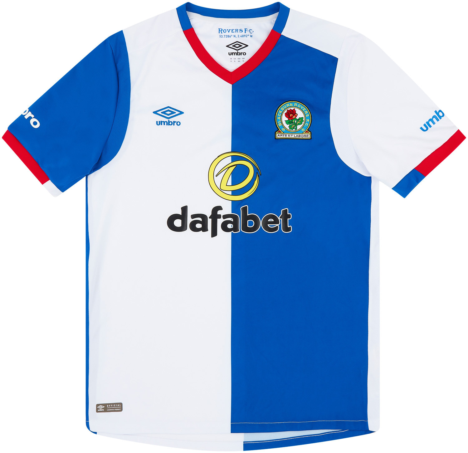 Blackburn Rovers Away football shirt 2014 - 2015. Sponsored by Zebra Claims