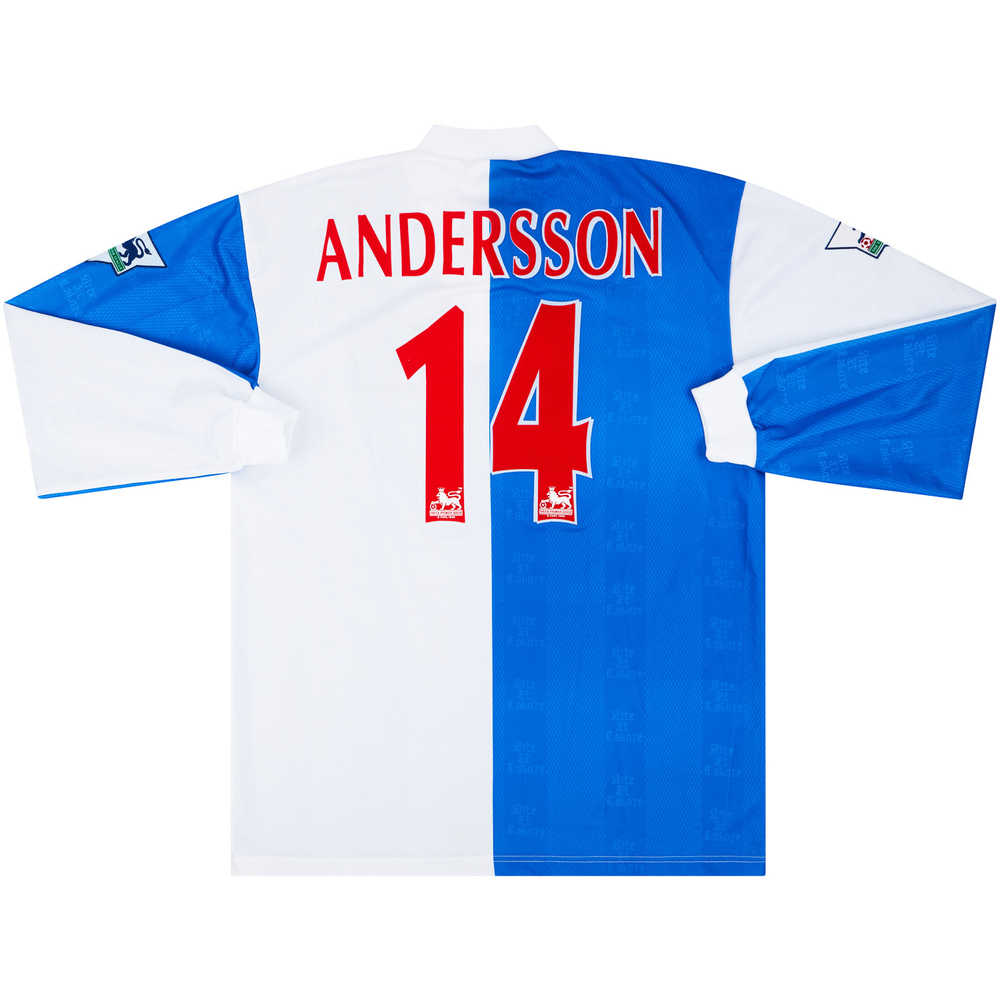 1997-98 Blackburn Match Issue Home L/S Shirt Andersson #14