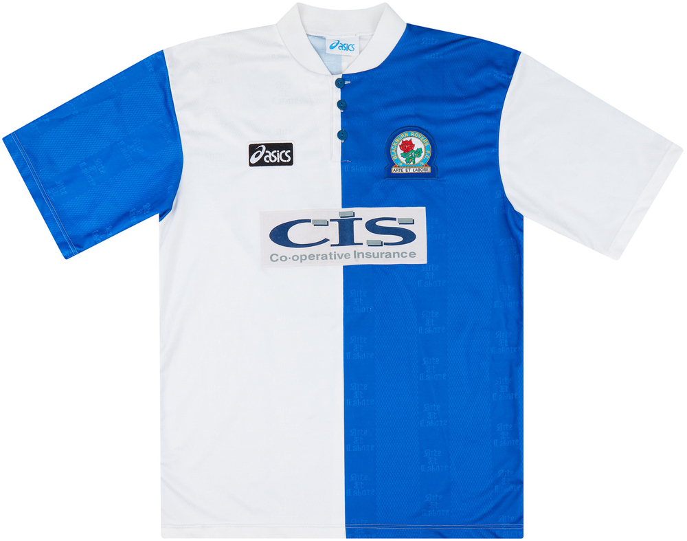 1996-97 Blackburn Home Shirt Sherwood #4 (Excellent) L-Blackburn Names & Numbers