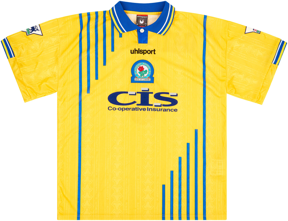 1998-99 Blackburn Match Issue Away Shirt Gallacher #8-Match Worn Shirts Blackburn Certified Match Worn