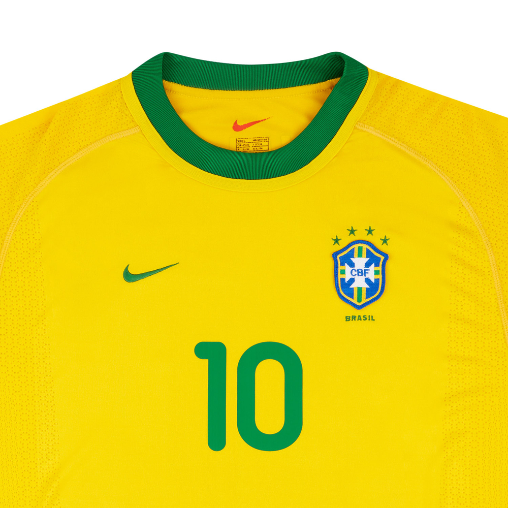 2000-02 Brazil Home Shirt Rivaldo #10 (Excellent) M-Romario Ronaldo Brazil Names & Numbers Legends