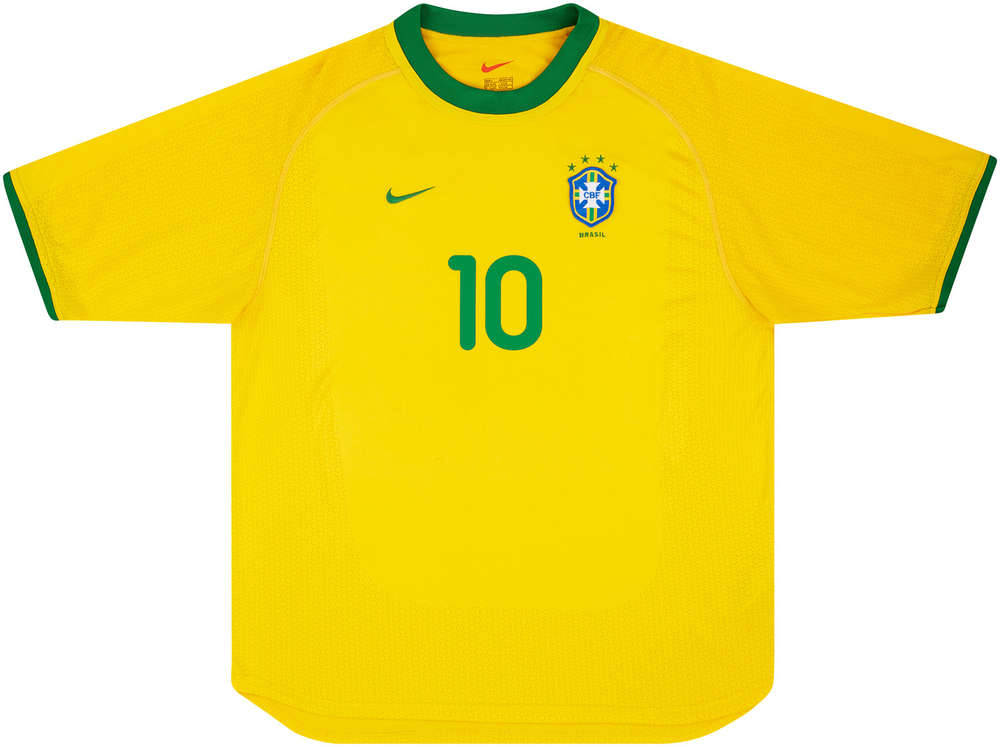 2000-02 Brazil Home Shirt Rivaldo #10 (Excellent) M-Romario Ronaldo Brazil Names & Numbers Legends