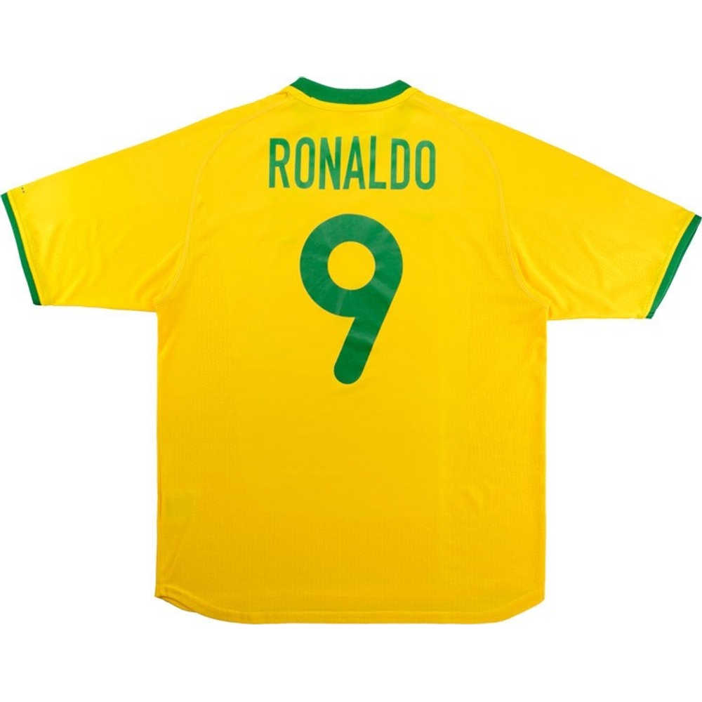 2000-02 Brazil Home Shirt Ronaldo #9 (Very Good) XL